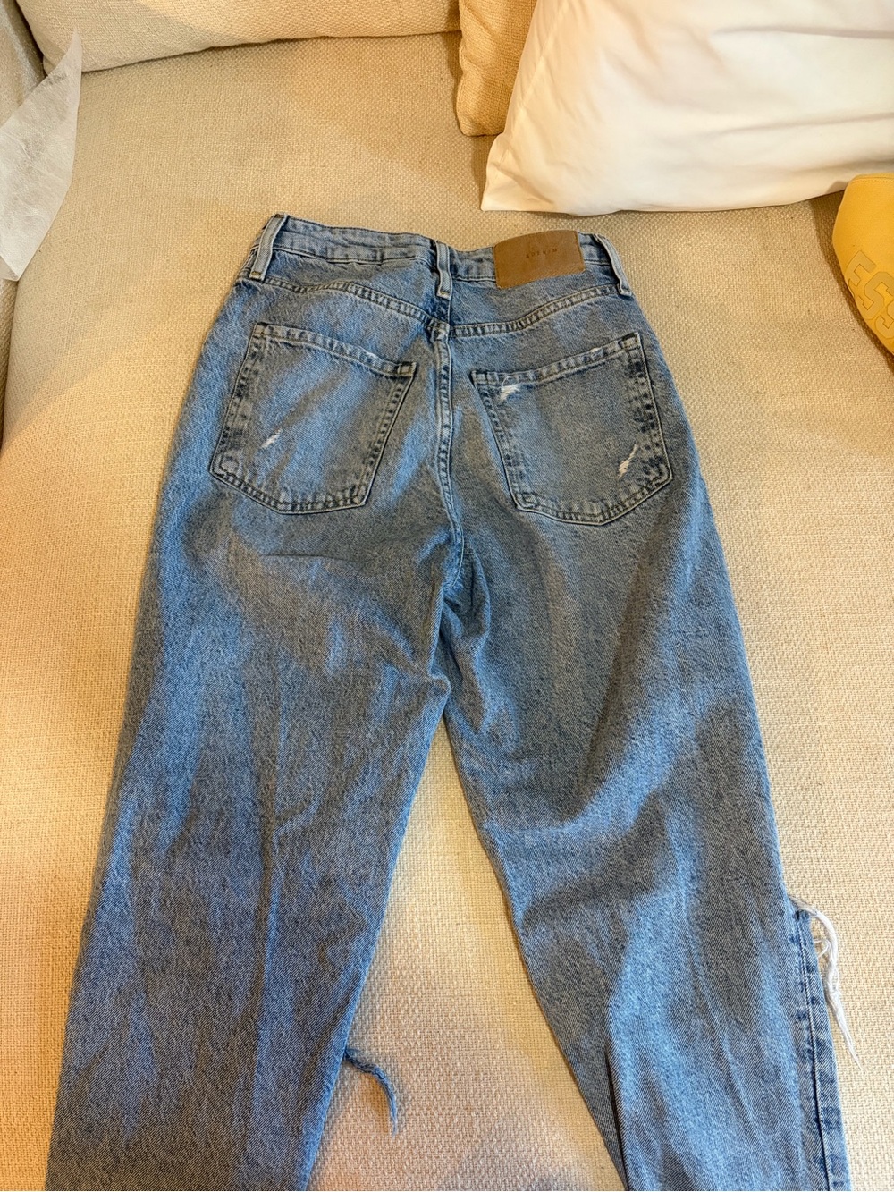 Light Wash Distressed Ripped Mom Jeans - Picture 3 of 3